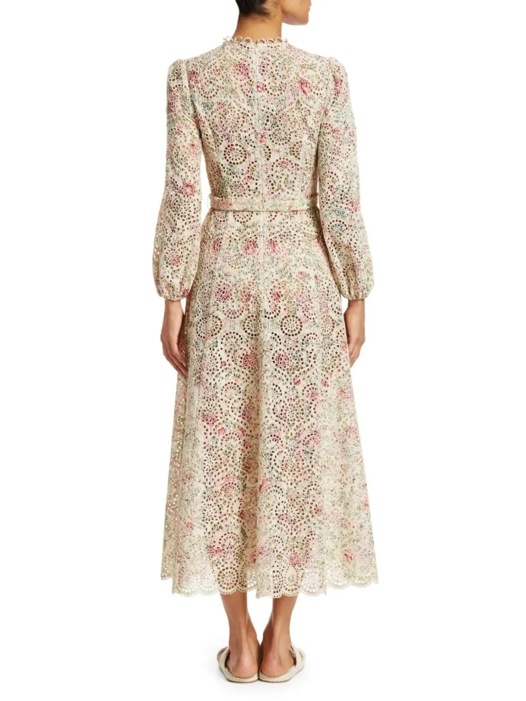 Zimmermann Honour High Neck Dress Cream Floral Size 1/AU 10 for rent on The Volte - main image