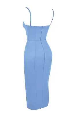 House of CB Casimira Satin Corset Midi Dress Blue Size M/AU 10 for rent on The Volte - image 8