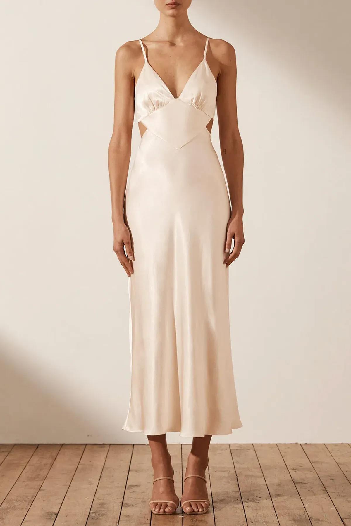Shona Joy La Lune Backless Midi Dress Cream Size 10 - Image 1
