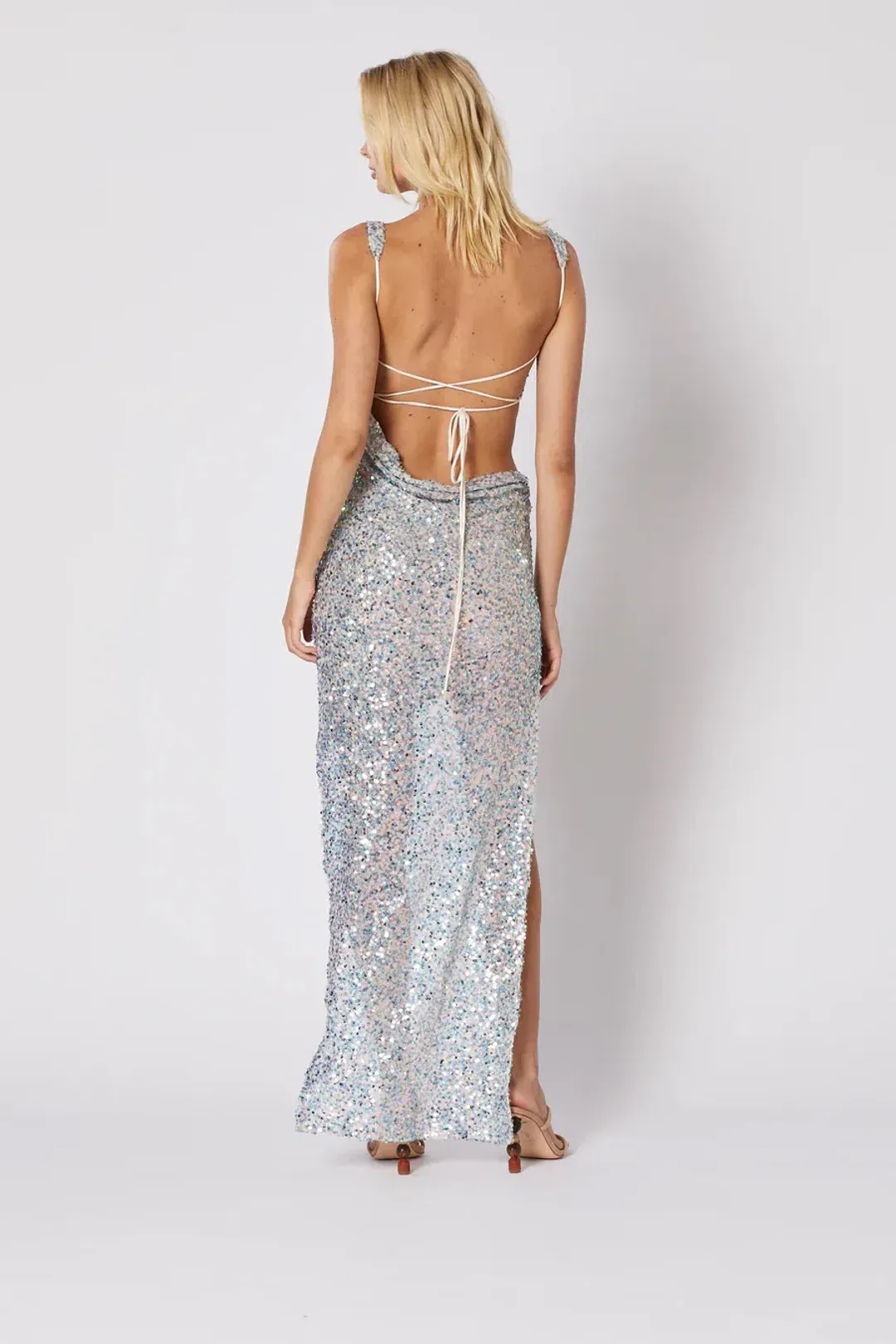 Winona Chroma Tie Back Dress Silver Size AU 10 for rent on The Volte - main image