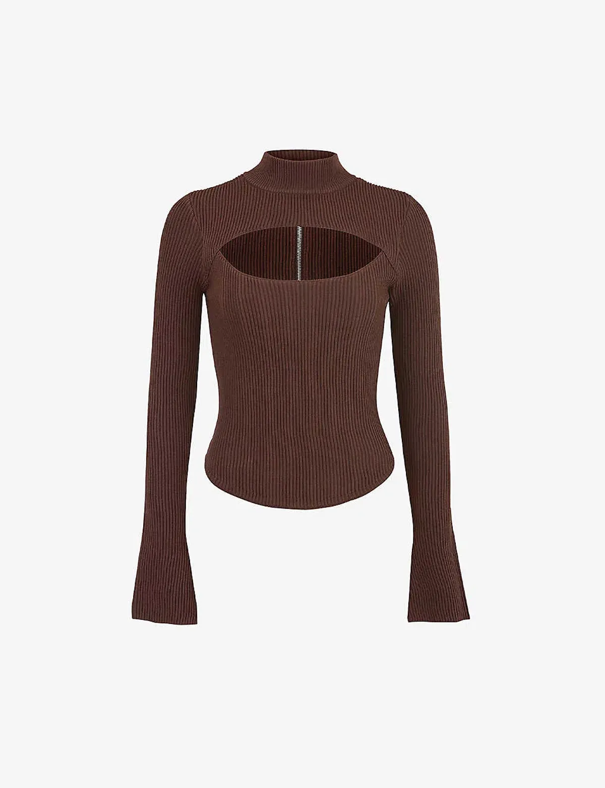 House Of Cb Georgina Cut-out Stretch-knit Top Brown Size XS / AU 6 - Image 5