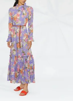 Zimmermann Pattie Frill Midi Dress Purple Size AU 8 for rent on The Volte - image 1