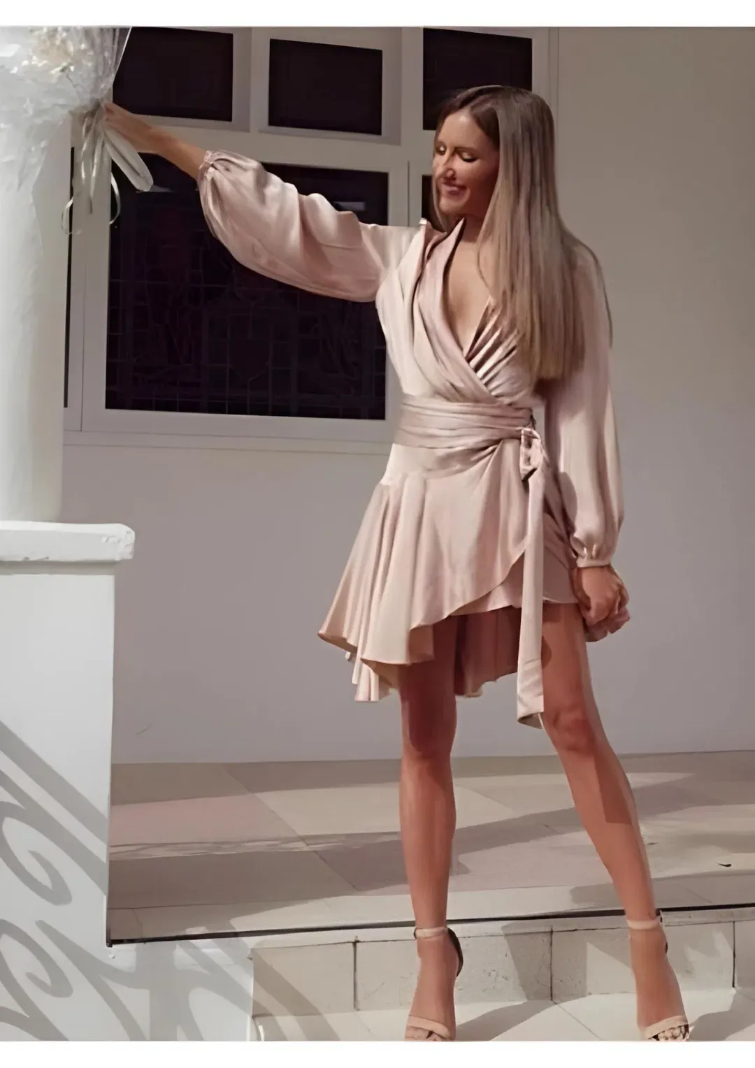 Zimmermann Sueded Wrap Dress Blush Size 1 / AU 10 for rent on The Volte - main image