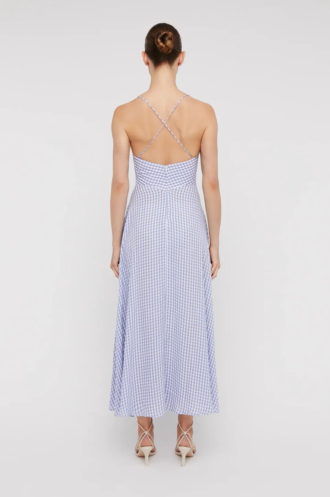 Scanlan Theodore Gingham Strappy Dress Mauve Size 8 for rent on The Volte - main image