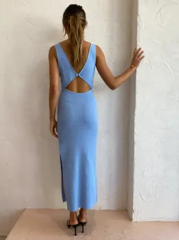Bec & Bridge Zahara Knit Midi Dress in Sky Blue Size 6 for rent on The Volte - image 2