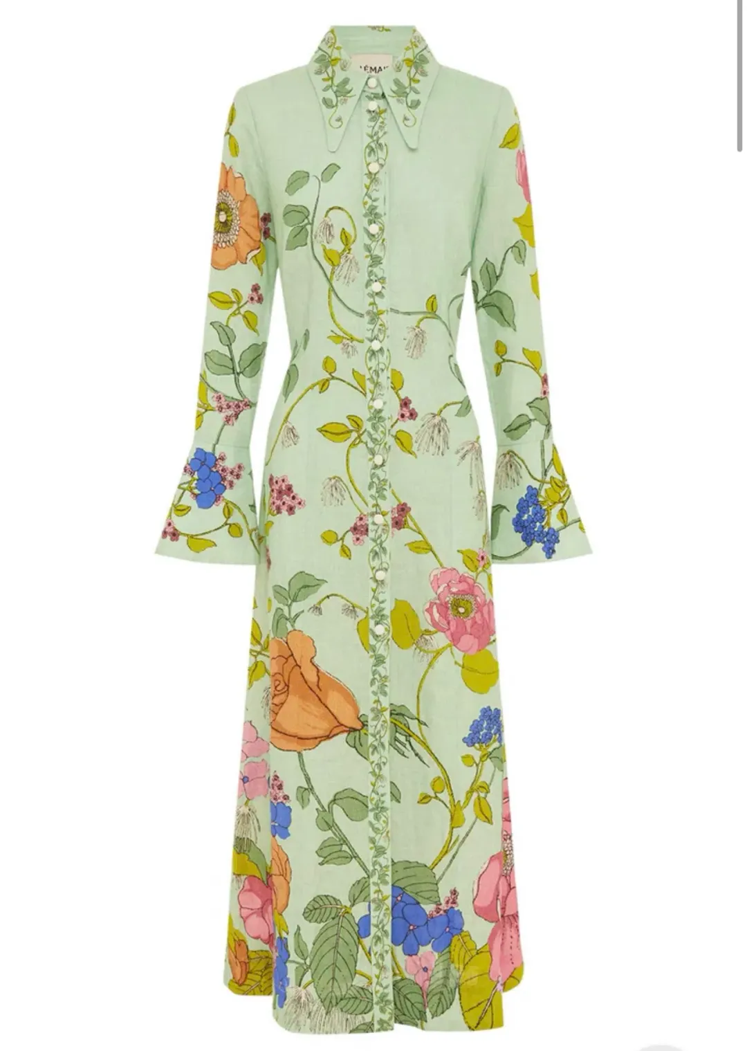 Alemais Olivia Shirt Dress Green Print Size 8 for rent on The Volte - main image