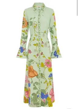 Alemais Olivia Shirt Dress Green Print Size 8 for rent on The Volte - image 5