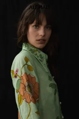 Alemais Olivia Shirt Dress Green Print Size 16 for rent on The Volte - image 3