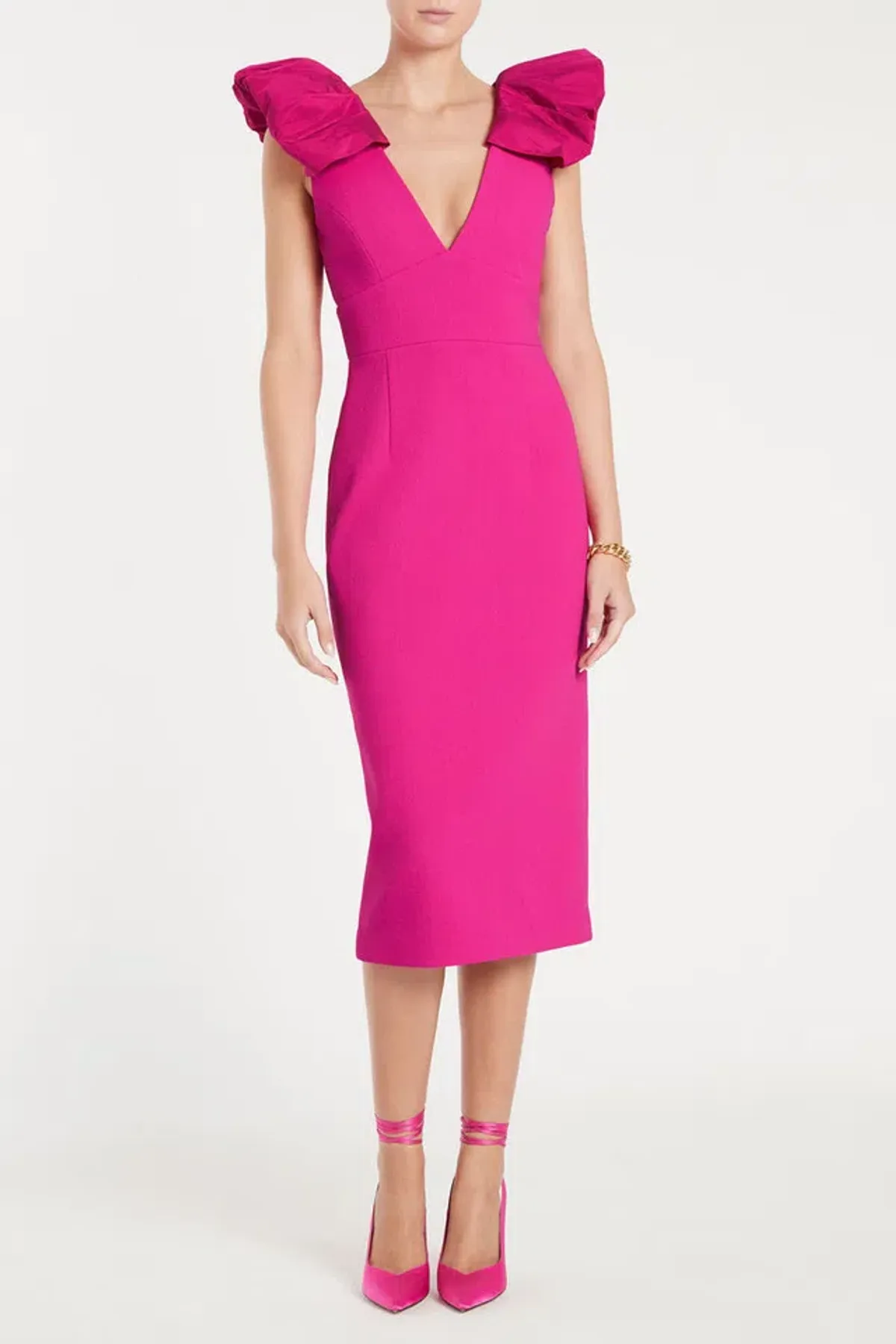 Rebecca Vallance Cupid's Bow Midi Dress Pink Size 8 - Image 1
