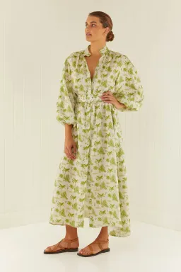 Palm Noosa Noddy Dress Green Palms Print Green Size AU 10 for rent on The Volte - image 2