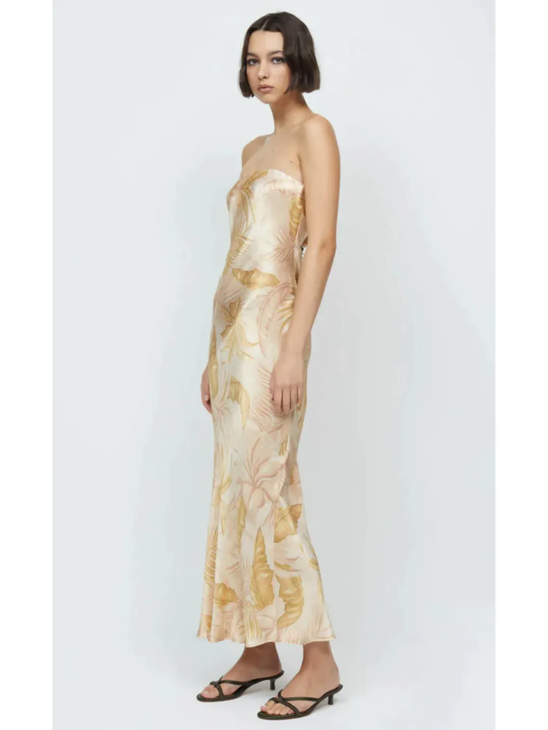 Bec & Bridge Dusty Palms Strapless Maxi Dress Print Size AU 6 for rent on The Volte - main image