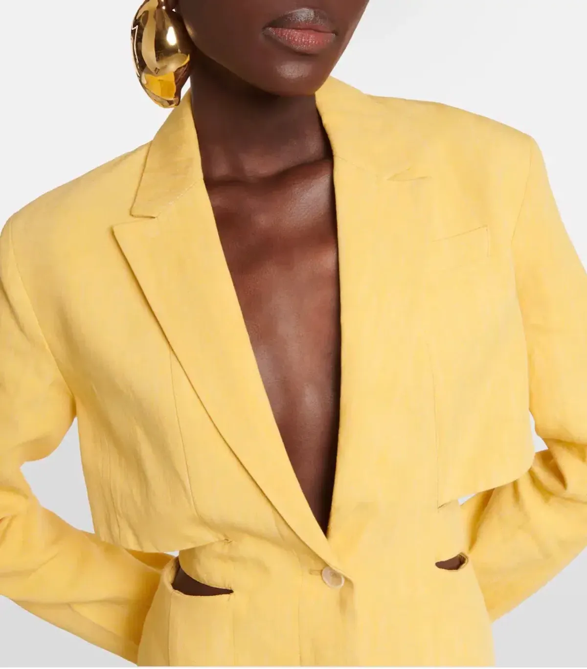 Jacquemus La Robe Bari Linen-blend Mini Dress Yellow Size 8 - Image 3