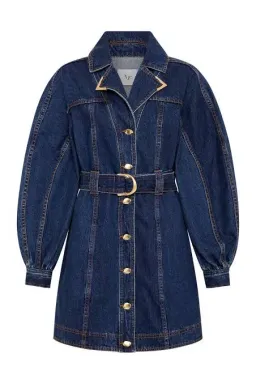 Aje Elena Belted Denim Mini Dress Washed Indigo Size 10 / M for rent on The Volte - image 3