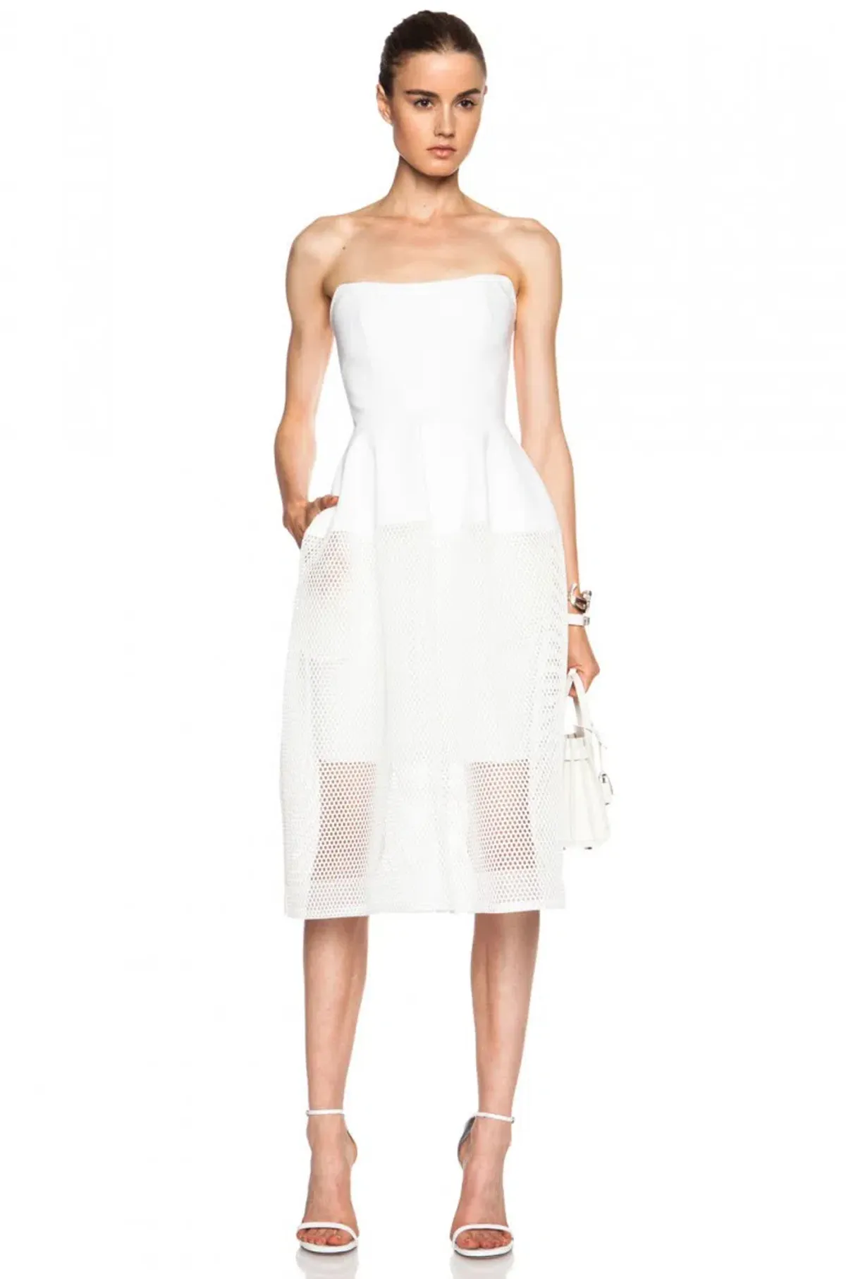 Nicholas Honeycomb Ball Dress White Size 8 - Image 1