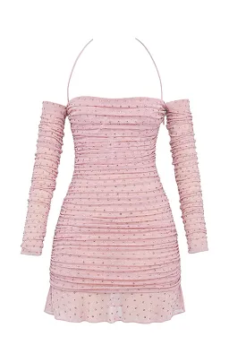 House of CB Estella Crystallised Mini Dress Soft Pink Size XS / AU 6 for rent on The Volte - image 6