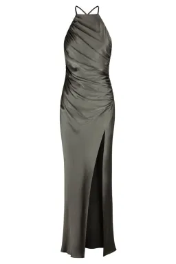 Shona Joy La Lune Gathered Square Neck Bias Midi Dress Olive Size 10 for rent on The Volte - image 3