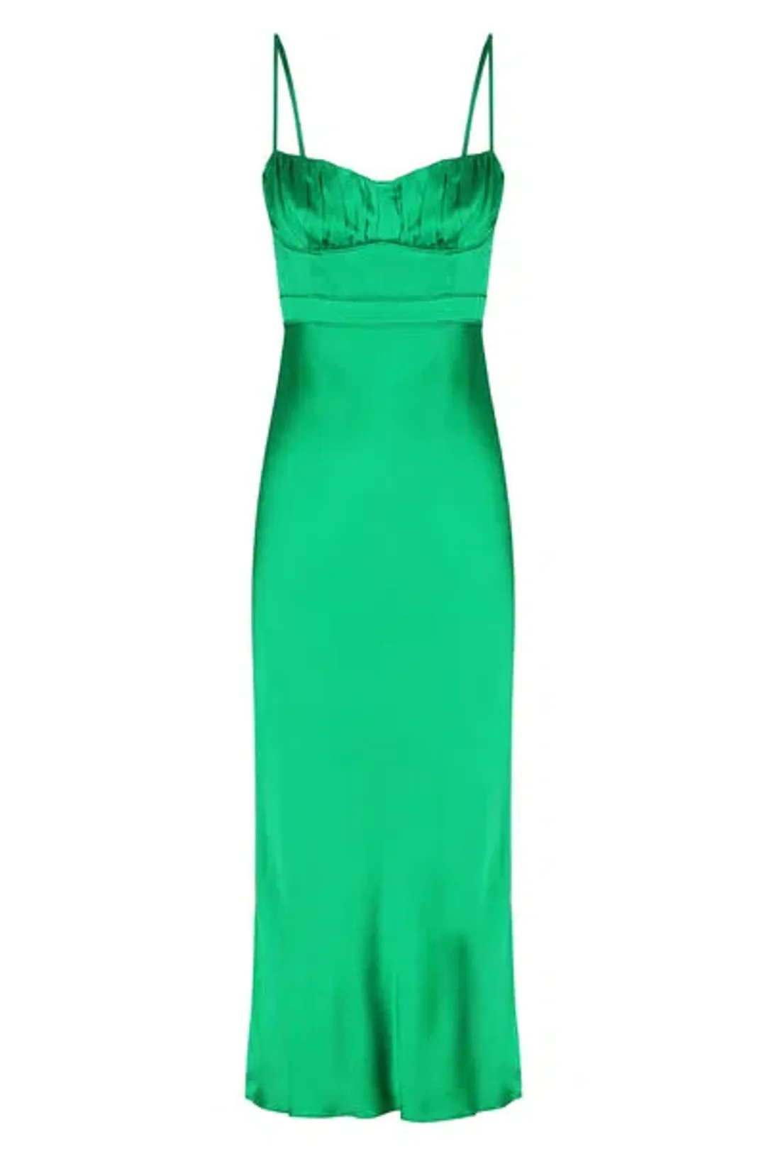 Shona Joy Lana Corded Ruched Midi Dress Tree Green Size 6 for rent on The Volte - main image