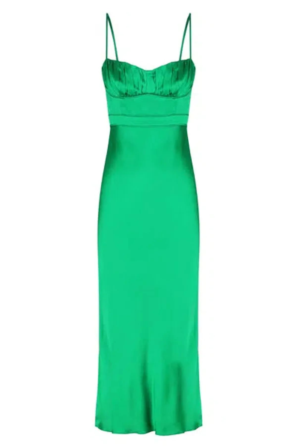 Shona Joy Lana Corded Ruched Midi Dress Tree Green Size 6 - Image 4