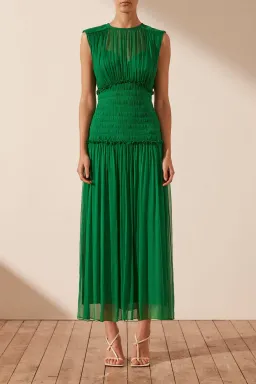 Shona Joy Malina Round Neck Midi Dress Tree Green Size 12 for rent on The Volte - image 1