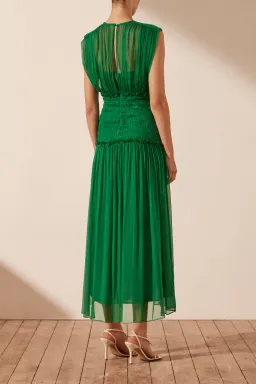 Shona Joy Malina Round Neck Midi Dress Tree Green Size 14 for rent on The Volte - image 1