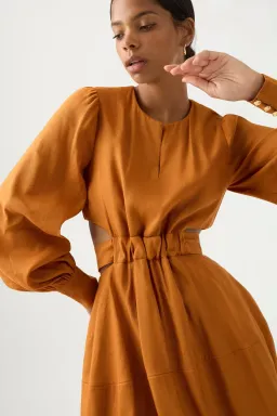 Aje Spectral V-Neck Mini Dress Chestnut Brown Size 10 for rent on The Volte - image 1