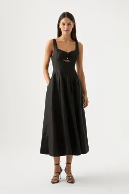 Aje Divinity Pearl Pin Midi Dress Black Size 14 for rent on The Volte - image 1