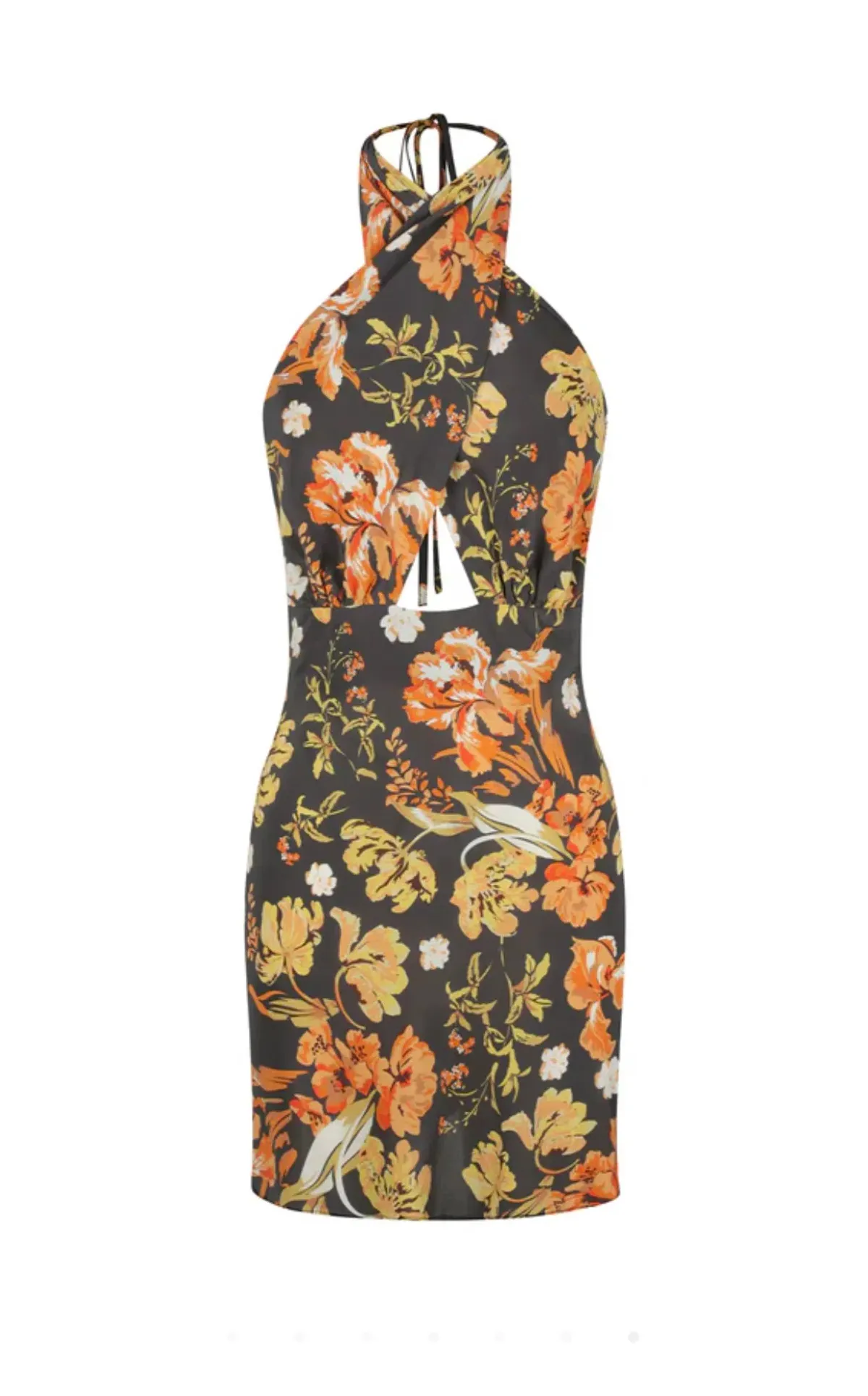 Okala Silk Cross Front Halter Mini Dress Size 10 - Image 5