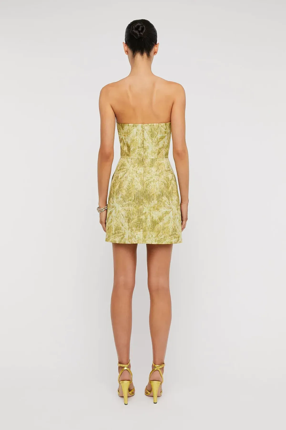 Scanlan Theodore Tinsel Linen Mini Dress Lime Size 10 - Image 4