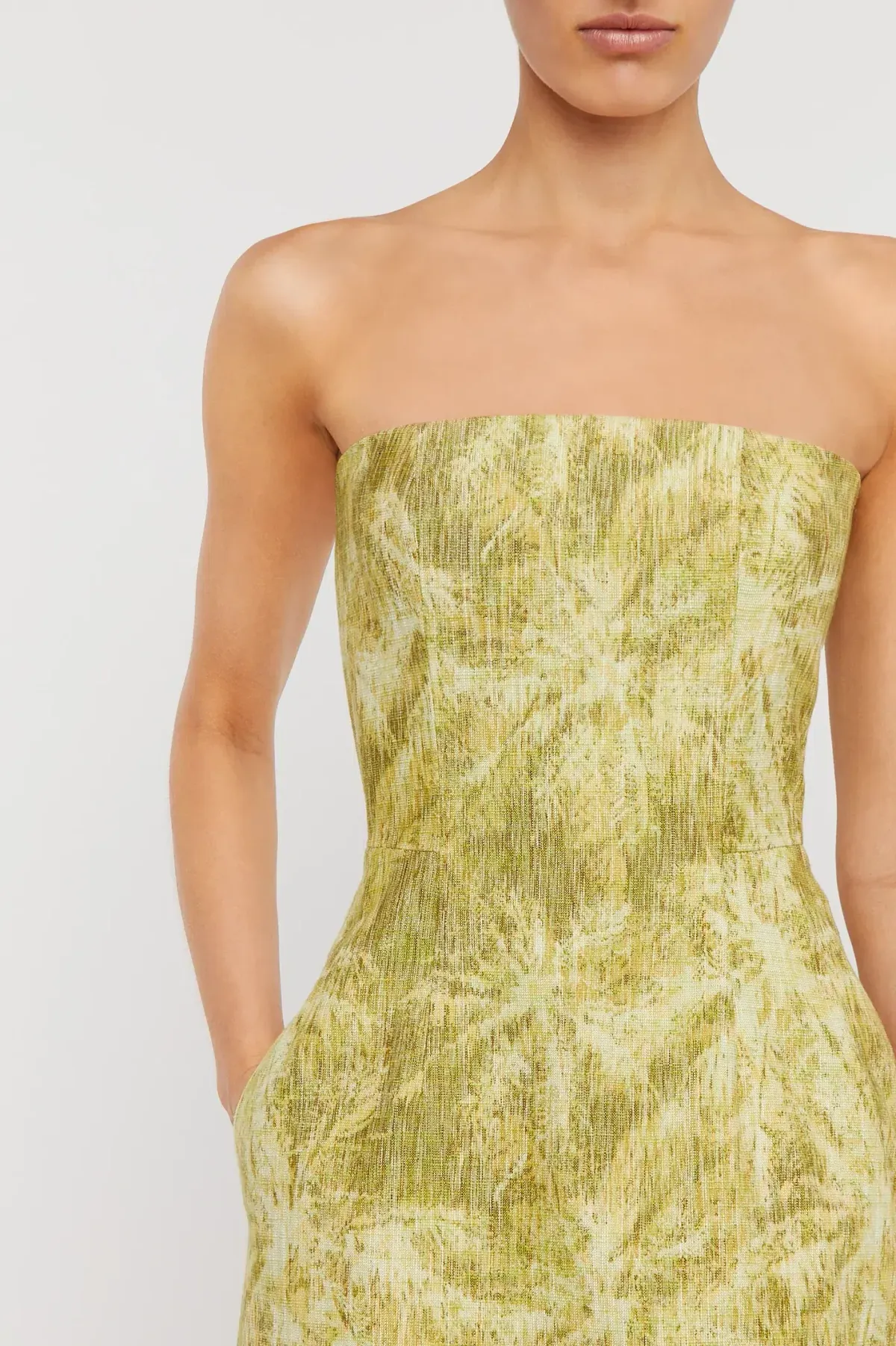 Scanlan Theodore Tinsel Linen Mini Dress Lime Size 10 - Image 2