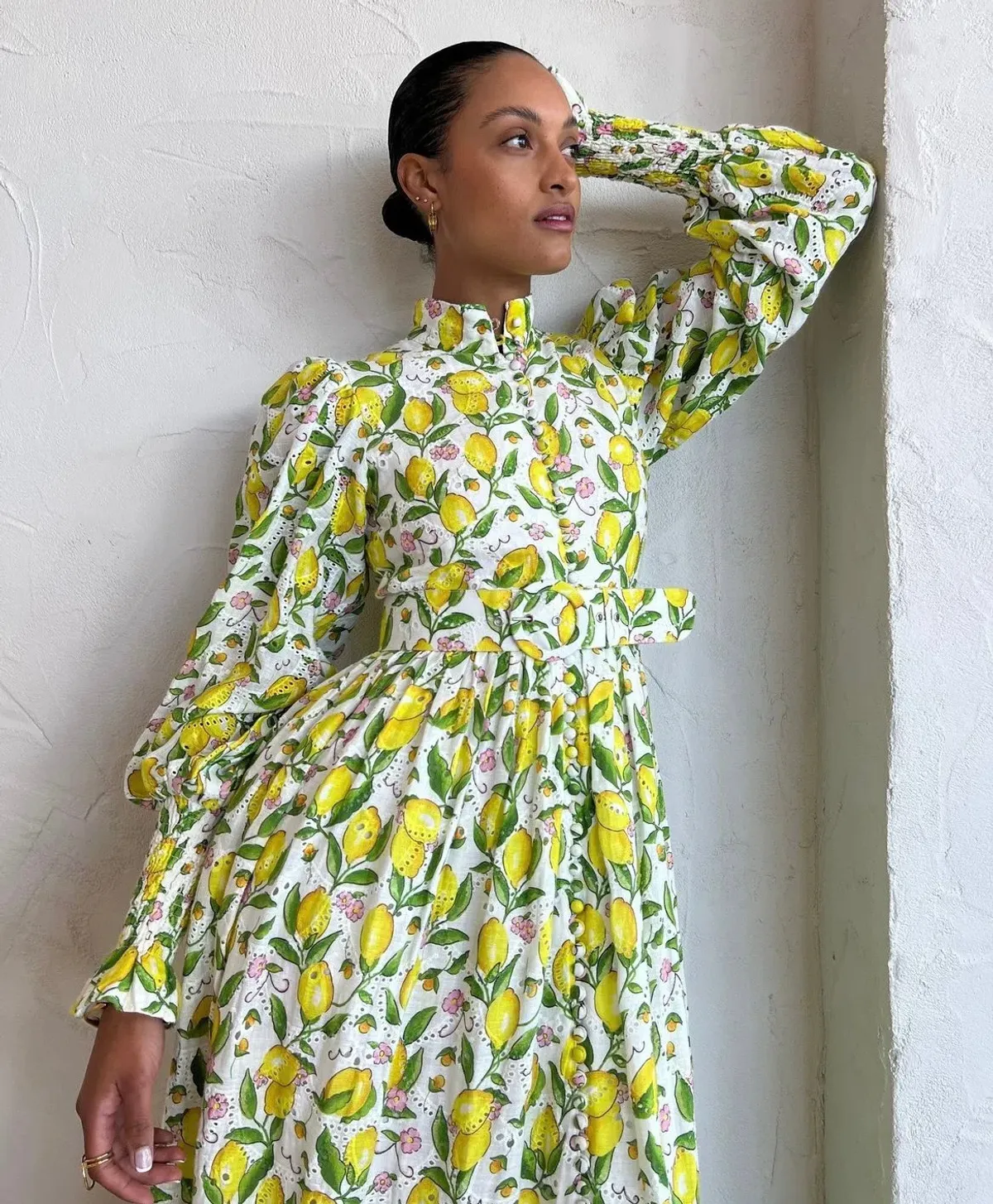 Palm Noosa Royal Flush Dress Lemon Print Size AU 6 - Image 3