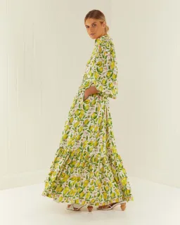 Palm Noosa Royal Flush Dress Lemon Print Size AU 6 for rent on The Volte - image 6