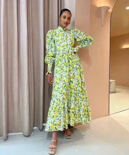 Palm Noosa Royal Flush Dress Lemon Print Size AU 6 for rent on The Volte - image 1