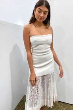 Dion Lee Net Pleat Dress Ivory Size AU 8 for rent on The Volte - image 3