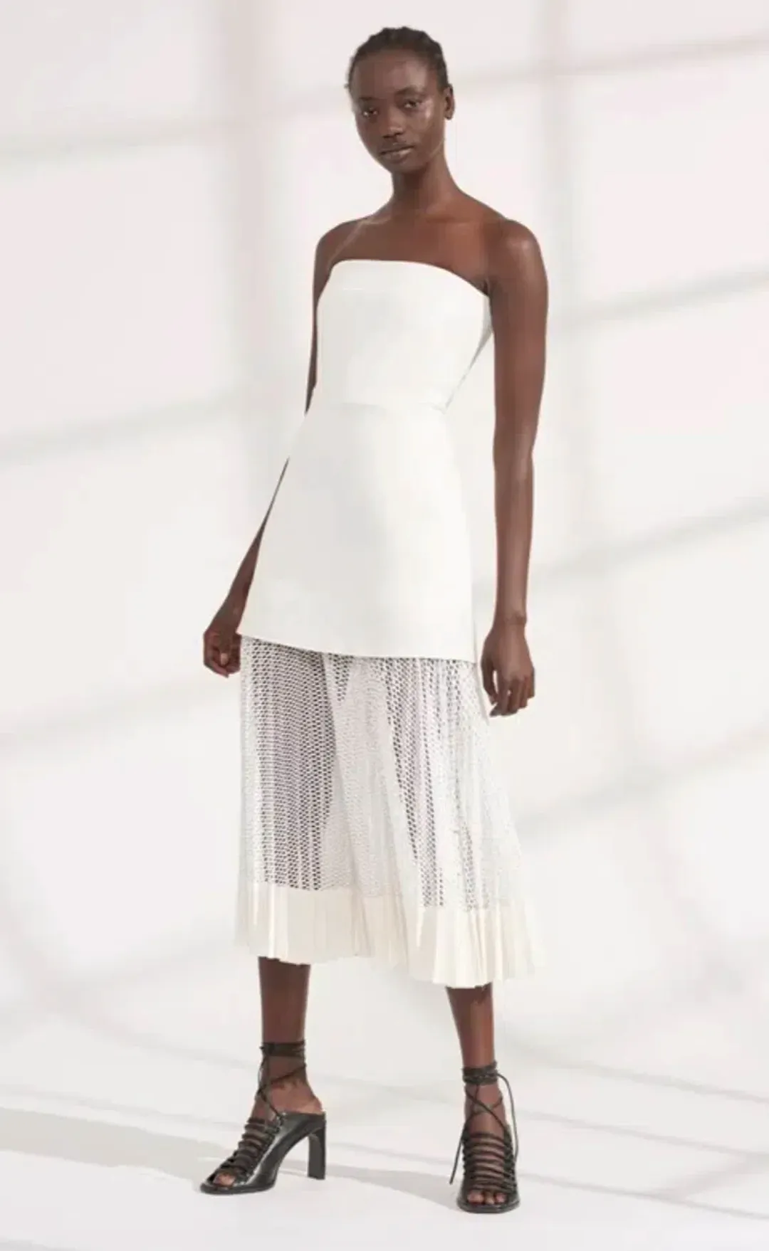 Dion Lee Net Pleat Dress Ivory Size AU 8 for rent on The Volte - main image