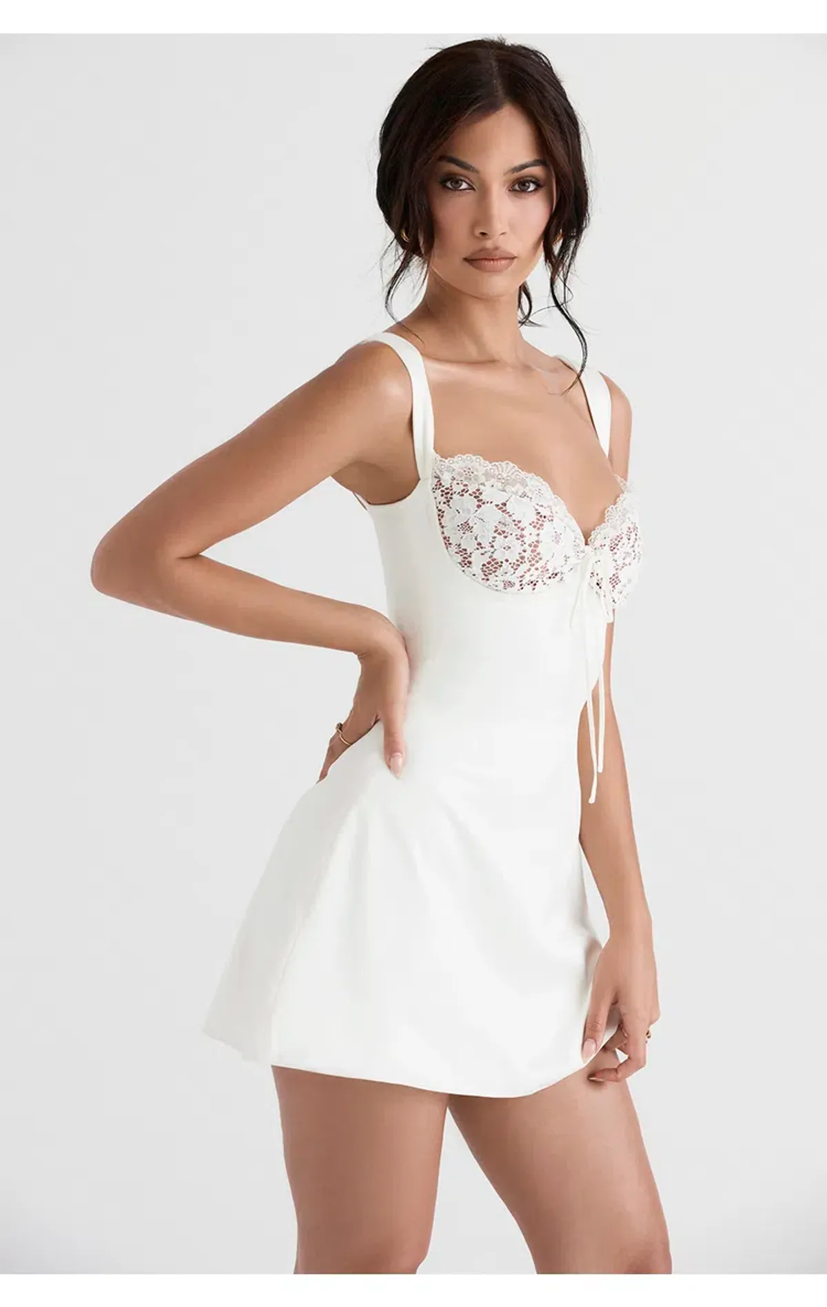 House of CB Adrianna Mini Dress Ivory Size L - Image 5