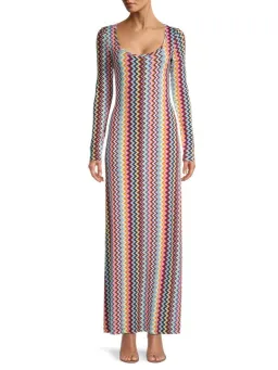 Missoni Zig Zag Long Sleeve Maxi Dress Multi Size M / Au 10 for rent on The Volte - image 1