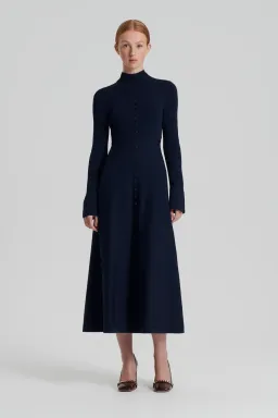 Scanlan Theodore Crepe Knit Button Polo Dress Navy Size S / Au 8 for rent on The Volte - image 1