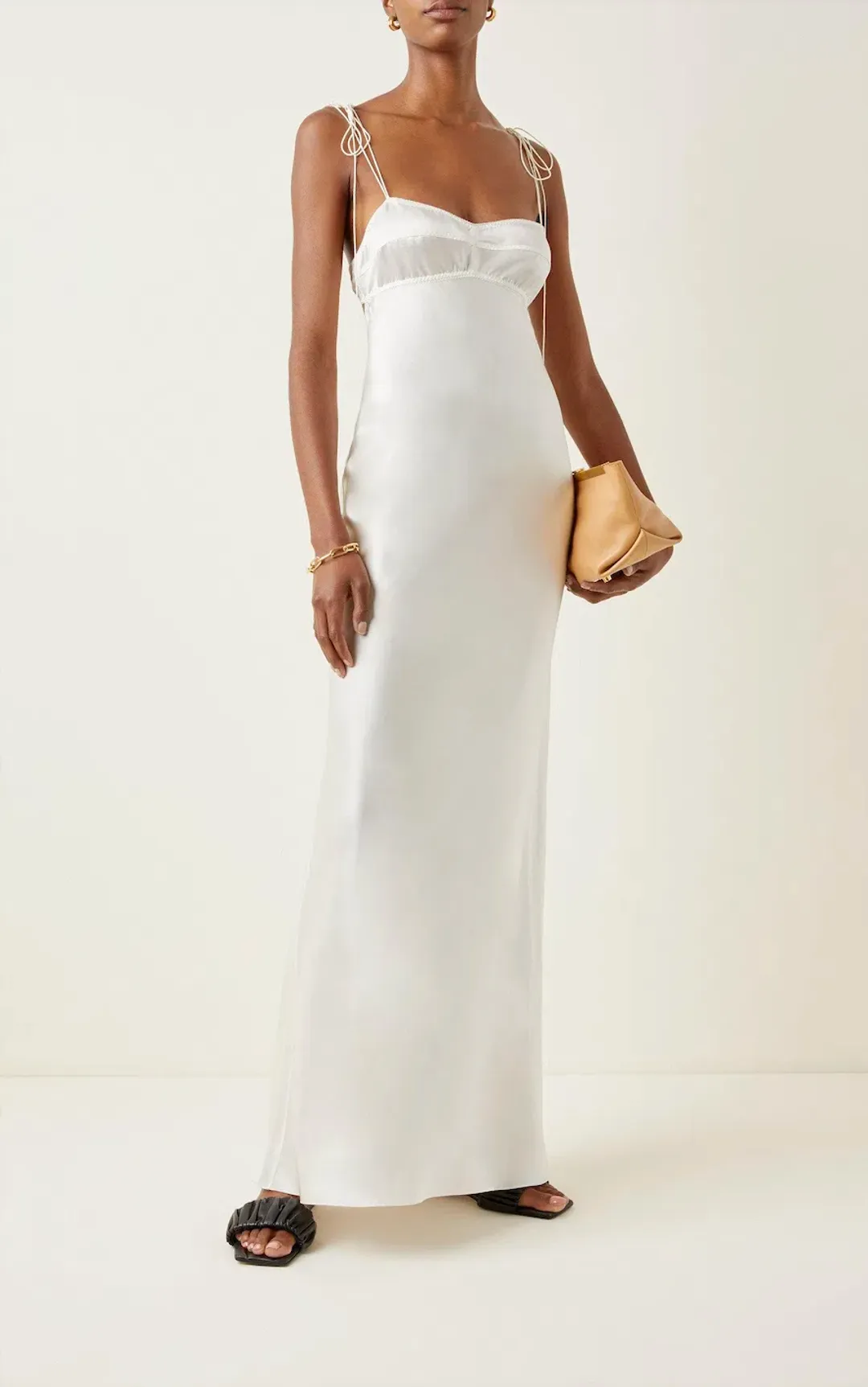 Anna October Paris Open Back Satin Maxi Slip Dress White Size S / Au 8 for rent on The Volte - main image