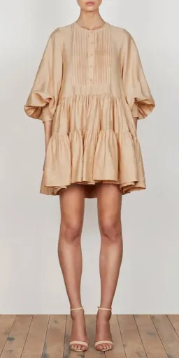 Shona Joy Savoye Linen Tuxedo Shirt Dress Biscuit Size 8 for rent on The Volte - image 4