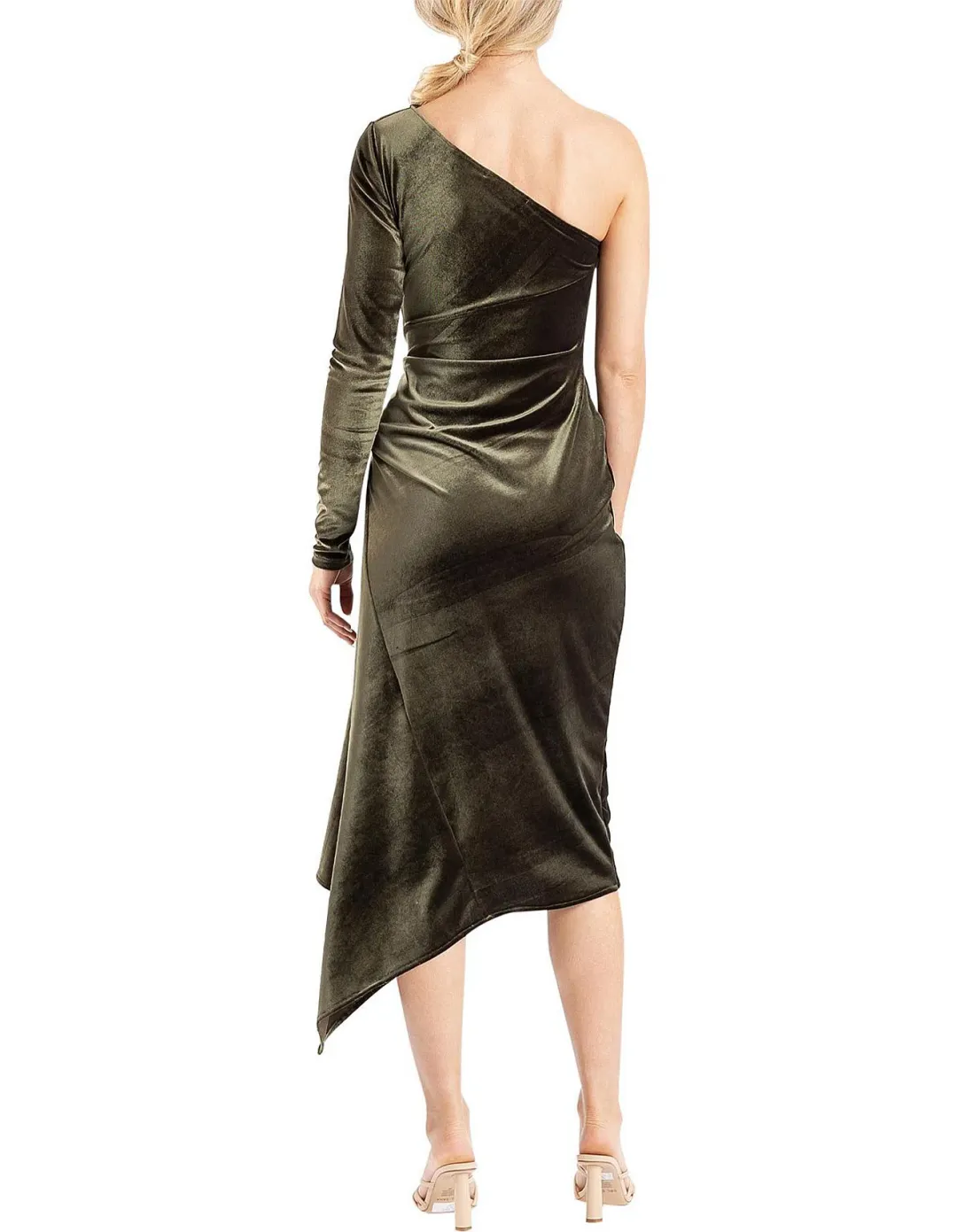 One Fell Swoop Leticia One Shoulder Midi Dress Green Size 10 for rent on The Volte - main image