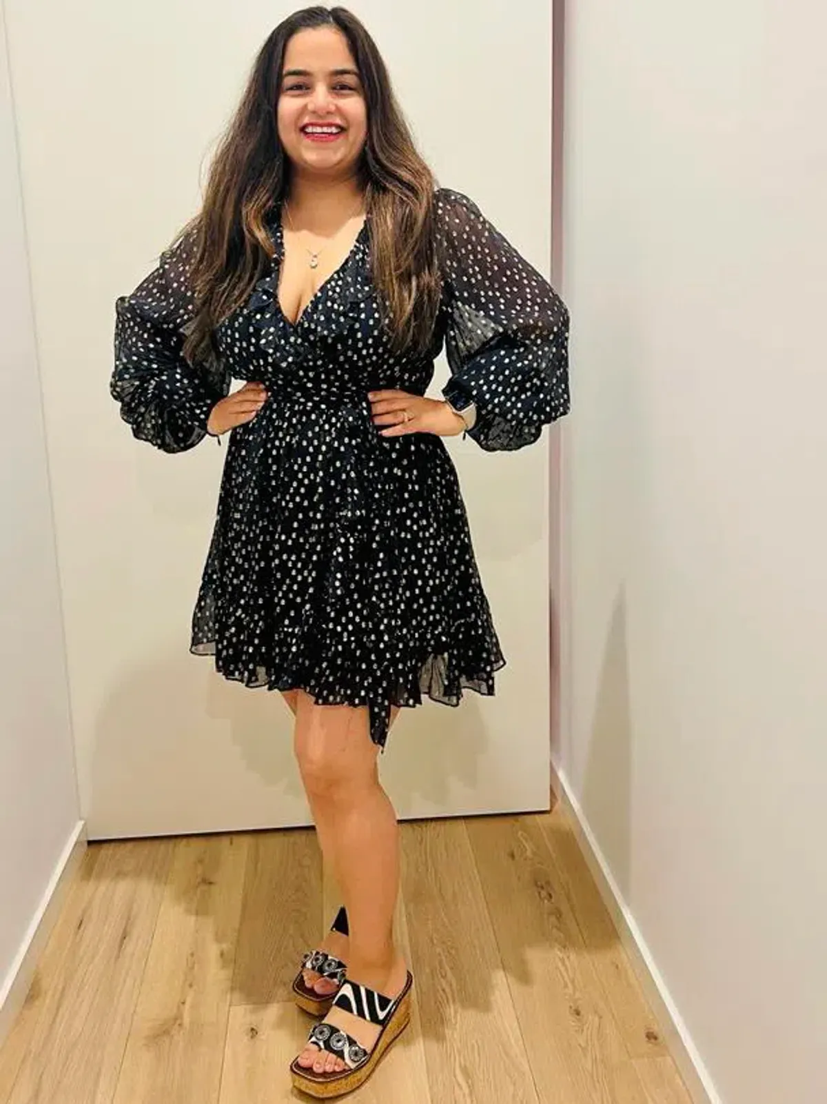 Zimmermann Lurex Wrap Mini Dress Navy Size 3/Au14 - Image 3