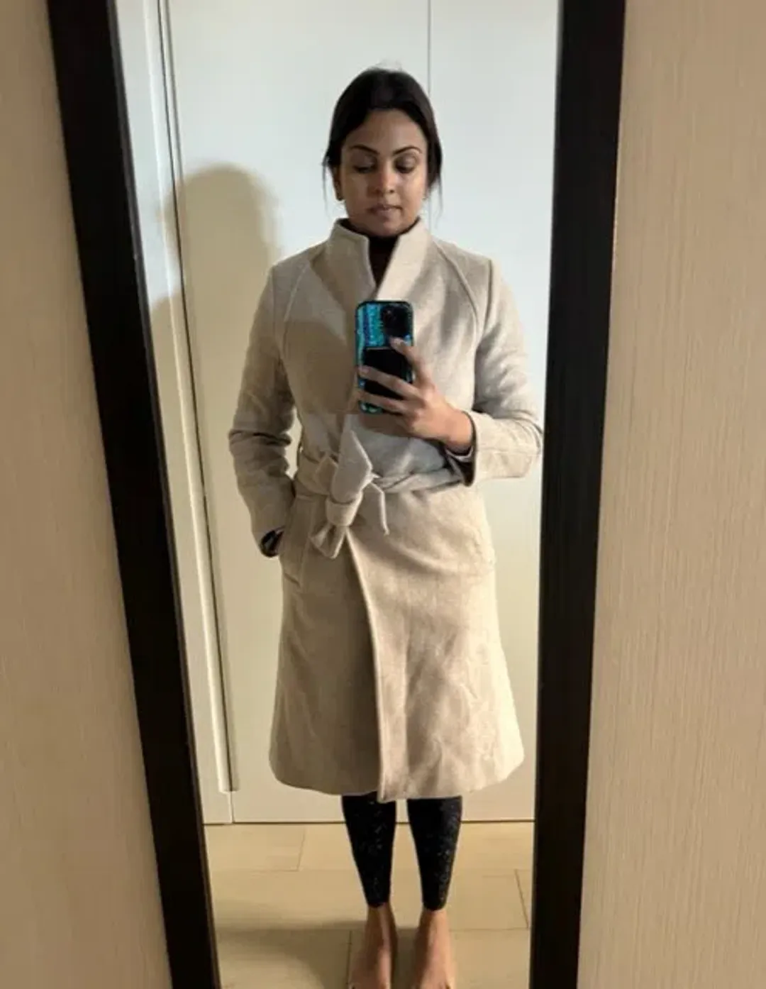 Reiss Wrap Coat Oatmeal / Beige Size 10 for rent on The Volte - main image