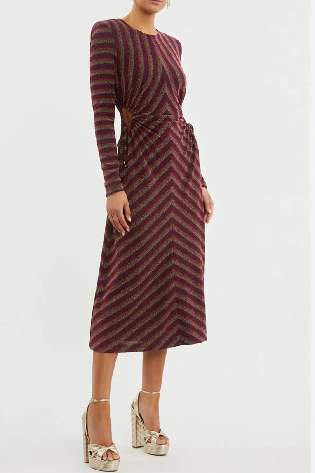 Rebecca Vallance Aisha Midi Dress Multi Stripe Size 10 for rent on The Volte - main image