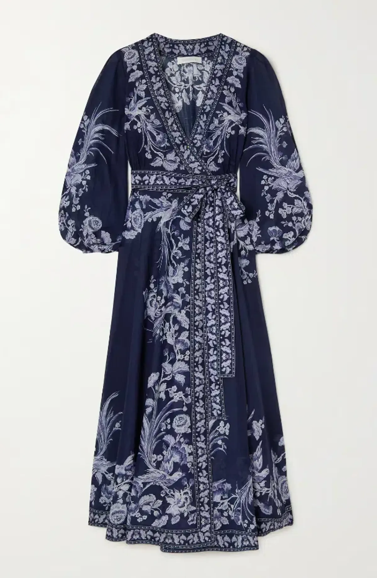 Zimmermann Aliane Floral Print Cotton Gauze Wrap Midi Dress Blue Size 4 / Au 16 - Image 2