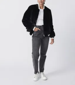Ena Pelly Essential Faux Fur Bomber Jacket in Black Size AU 12 for rent on The Volte - image 2