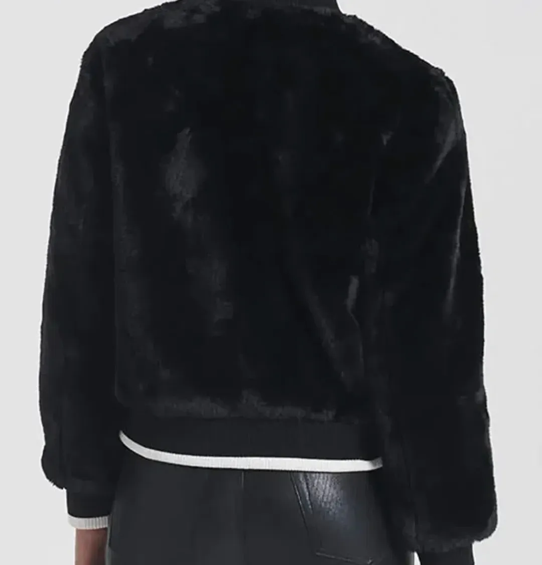 Ena Pelly Essential Faux Fur Bomber Jacket in Black Size AU 12 for rent on The Volte - main image