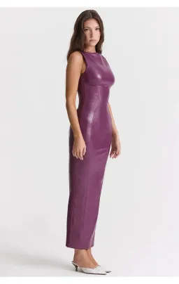 House of CB Sahara Vegan Leather Dress in Merlot Size L / Au 12 for rent on The Volte - image 7