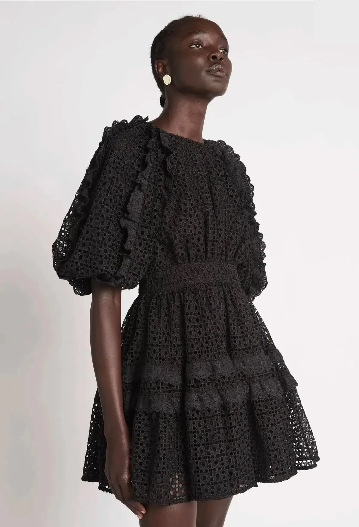 Aje Aveline Broderie Mini Dress Black Size 12 - Image 3