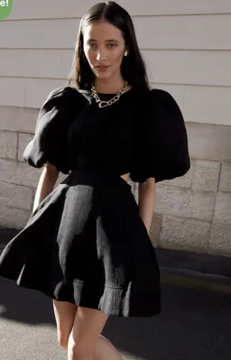 Aje Bouquet Puff Sleeve Mini Dress Black Size 12 / L for rent on The Volte - image 4