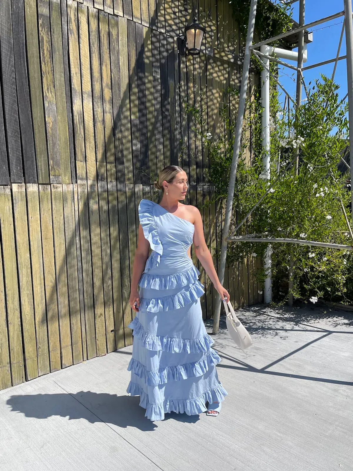 By Nicola Adrift Frill Dress Arctic Blue Size 8 - Image 1